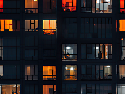 无缝夜景建筑立面