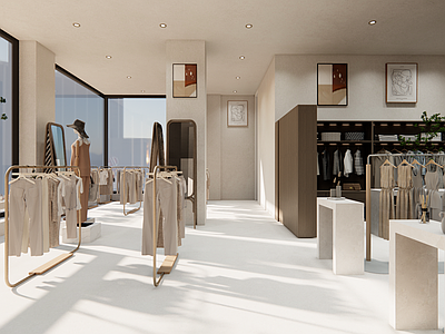 现代奶油风服装店
