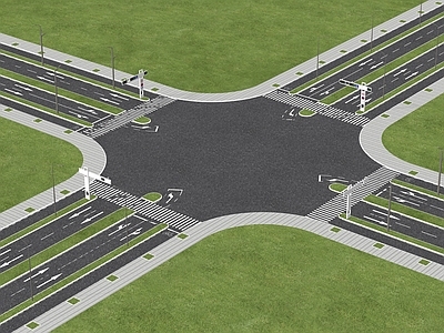 现代道路 十字路口 标准段 交叉口 市政