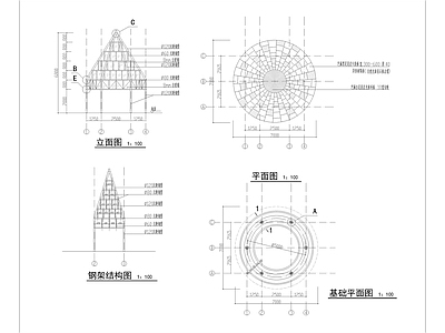 水雾玻璃亭详图 施工图
