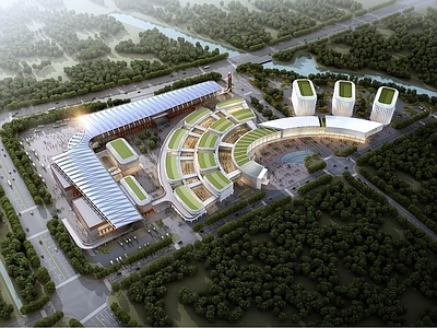 现代风格商业高层 螃蟹交易市场 中国螃蟹城