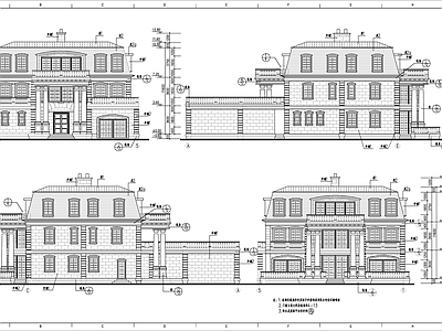 某欧式别墅建筑图 施工图