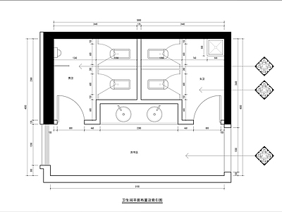 现代公共卫生间室内 施工图