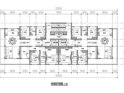 现代2023最新住宅户型一梯两户室内  施工图