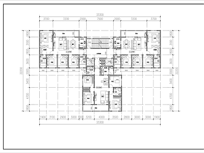 现代2023最新住宅户型一梯两户室内 施工图