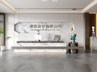 现代公司前台 接待区 接待台 服务台 大厅 简约 大堂