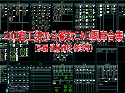 200套工装合集 乐器 健身器材 餐饮等  施工图