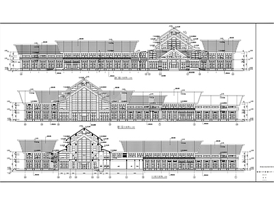 三层某宾馆中式风格接待中心建筑 施工图