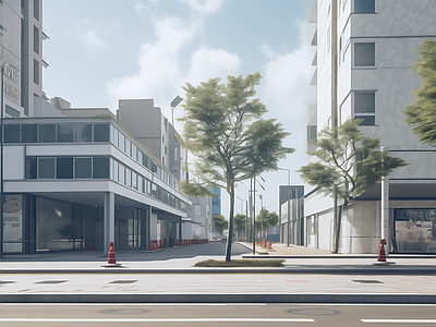白天城市街道马路街景外景