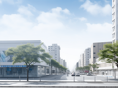 白天城市街道马路街景外景
