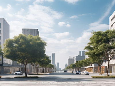 白天城市街道马路街景外景