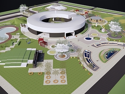 现代展览馆建筑 弧形场馆