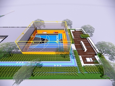 现代篮球场 儿童娱乐区 运动健身区