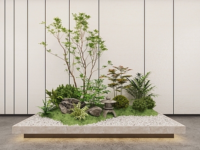 现代景观造景 小品 植物 苔藓