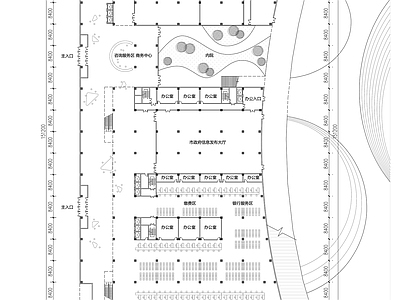 现代办公中心科技馆建筑平面图 科技馆 科技馆