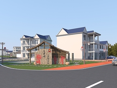 中式景墙 乡村村牌 小品 乡村景墙