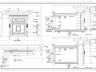 中式庭院入口大门廊架景观 施工图