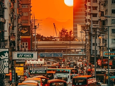 落日街景