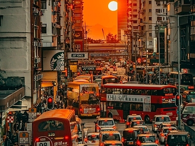 落日街景