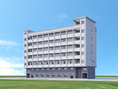 现代厂区 宿舍 厂房 办公楼 建筑 效果图