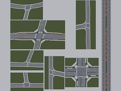 现代市政公路 设施 马路 丁字 十字路口 标线
