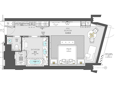 50㎡星级酒店标准大床房施工图及物料 施工图