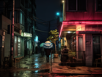 赛博朋克街道外景
