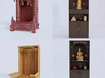 中式红木佛龛 禄星 竹 供奉品