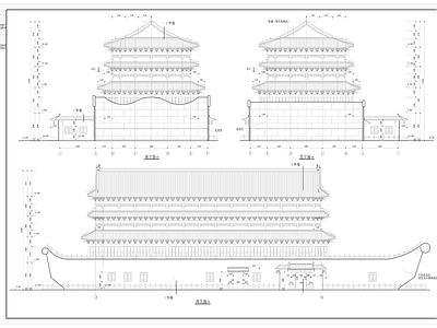 仿古船建筑立面图 古建