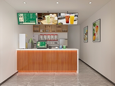 现代奶茶店 收银机 单层 收银