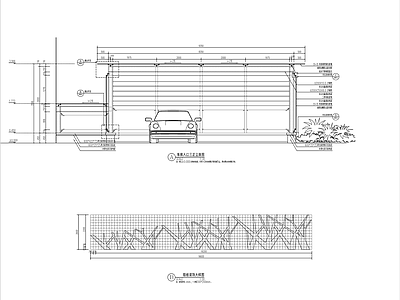 现代地库车行出入口及自行车出入口廊架详图 施工图