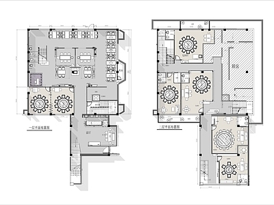 800㎡两层中餐馆平面布局方案