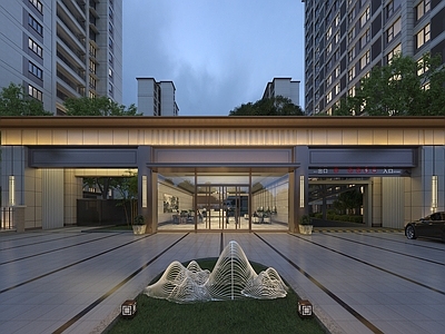 新中式住宅入口大门 小区入口