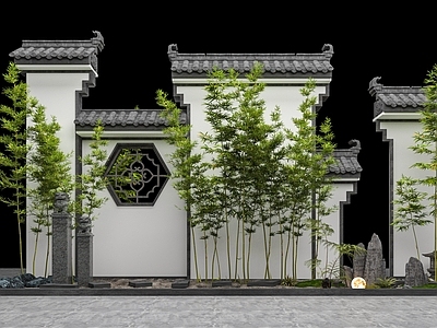 新中式庭院 小品 徽派景墙 庭院景墙