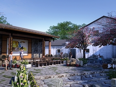 新中式乡村庭院 戏台 民房 艺术院落