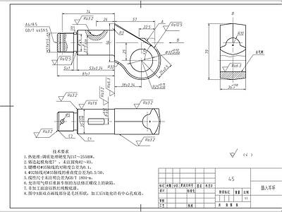 插入耳环机械图 施工图