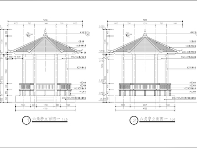 仿木六角亭详图 施工图