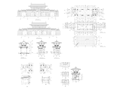 寺庙仿古山门建筑 施工图 古建