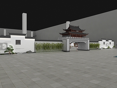 中式徽派建筑景墙 展位