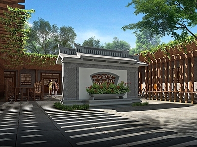 中式乡村庭院 四合院民居改造 乡村农家乐 传统民居 乡村振兴