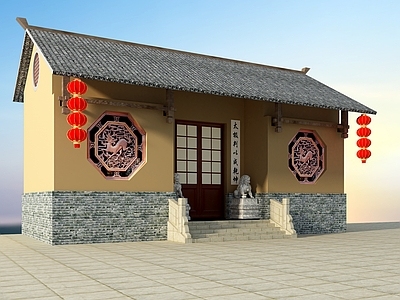 中式寺庙庙 宇古建建筑 厢房