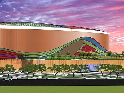 现代流线造型展览馆建筑 文化馆