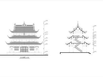 寺院建筑 施工图 古建