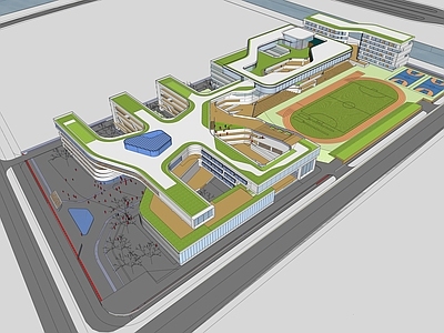 现代风格中小学设计 带操场