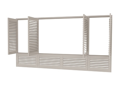 现代实木百叶分段飘窗