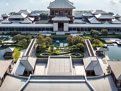 中式汉唐风博物馆建筑