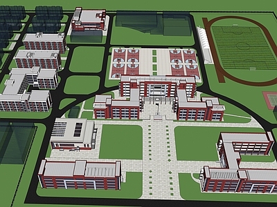 现代风格实验学校 带操场