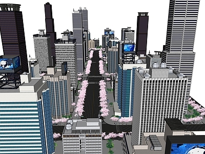 现代大都市城市鸟瞰场景