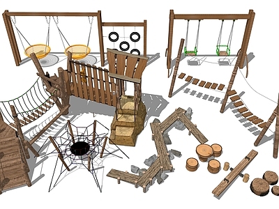 儿童器材组合 木质户外器材 户外体能拓展运动 攀爬 单杠 双杠