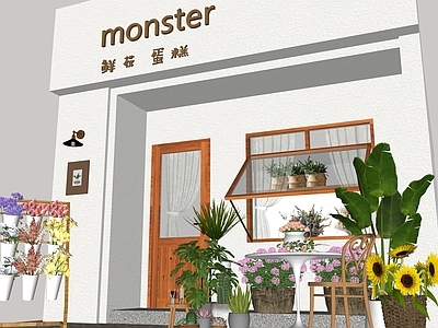 现代花店外摆 盆栽 植物组合